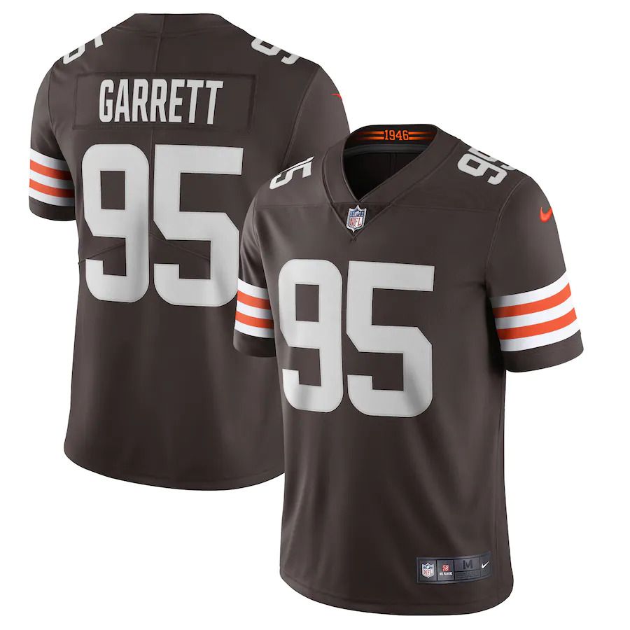 Men Cleveland Browns #95 Myles Garrett Nike Brown Vapor Limited NFL Jersey